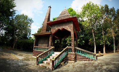 recycled building materials beer bottle temple
